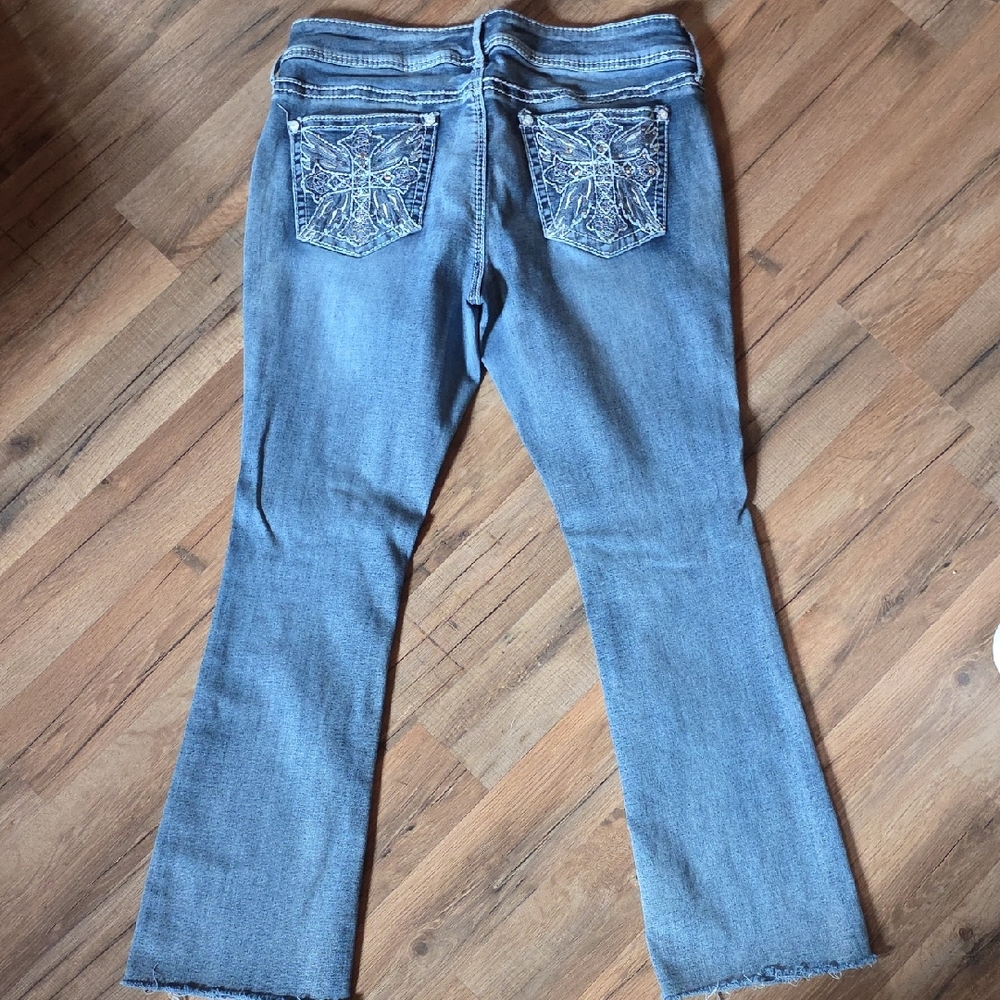 Apt. 9 Blue Flare Jeans with Embroidered Pockets